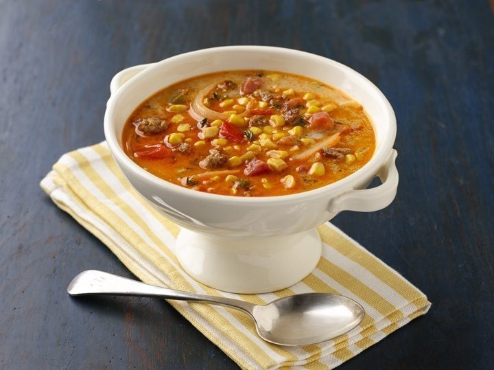 Creamy Corn and Chorizo Soup