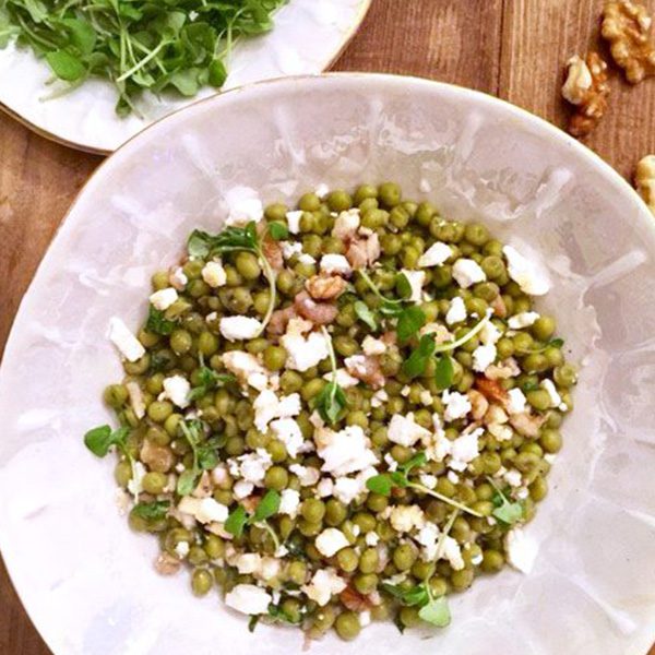 Sautéed Peas with Honey and Feta