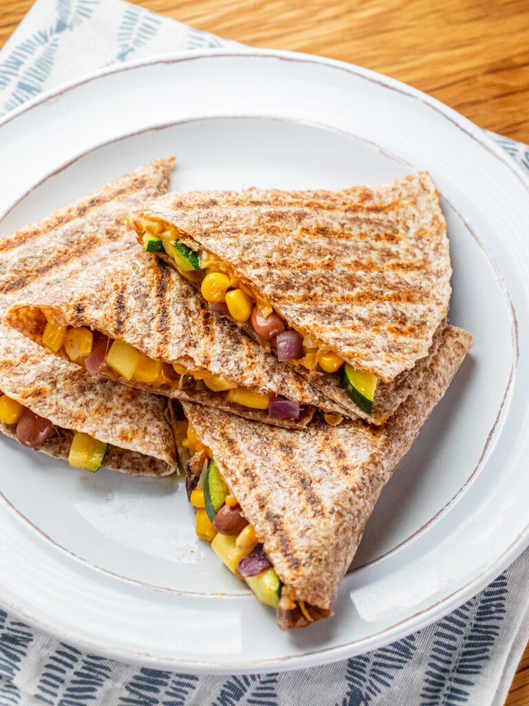 Grilled Bean and Veggie Cheese Quesadillas