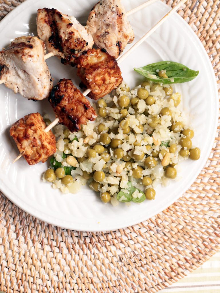 Roasted Cauliflower Rice with Sweet Peas