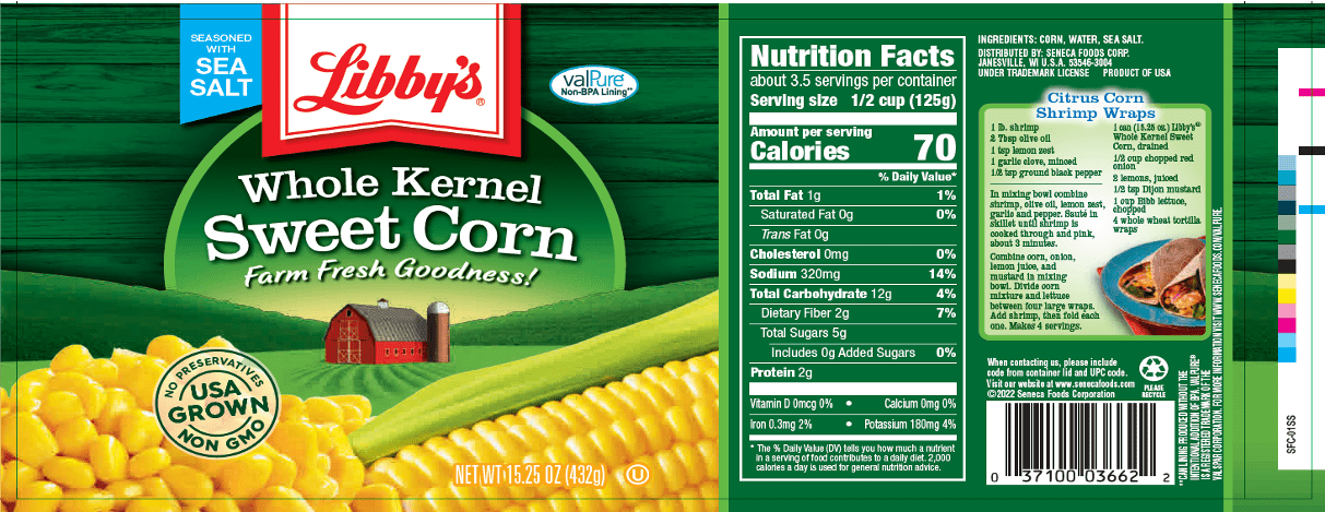 Whole Kernel Sweet Corn, 15.25 oz.