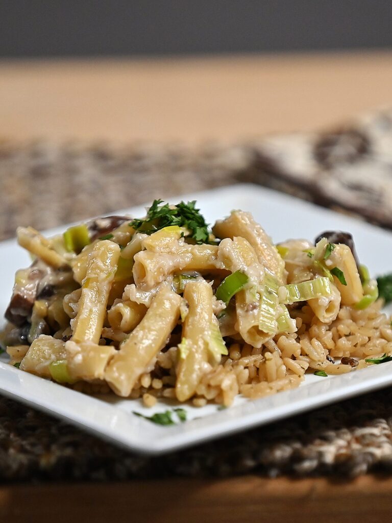 Parmesan Wax Beans & Mushrooms Over Wild Rice