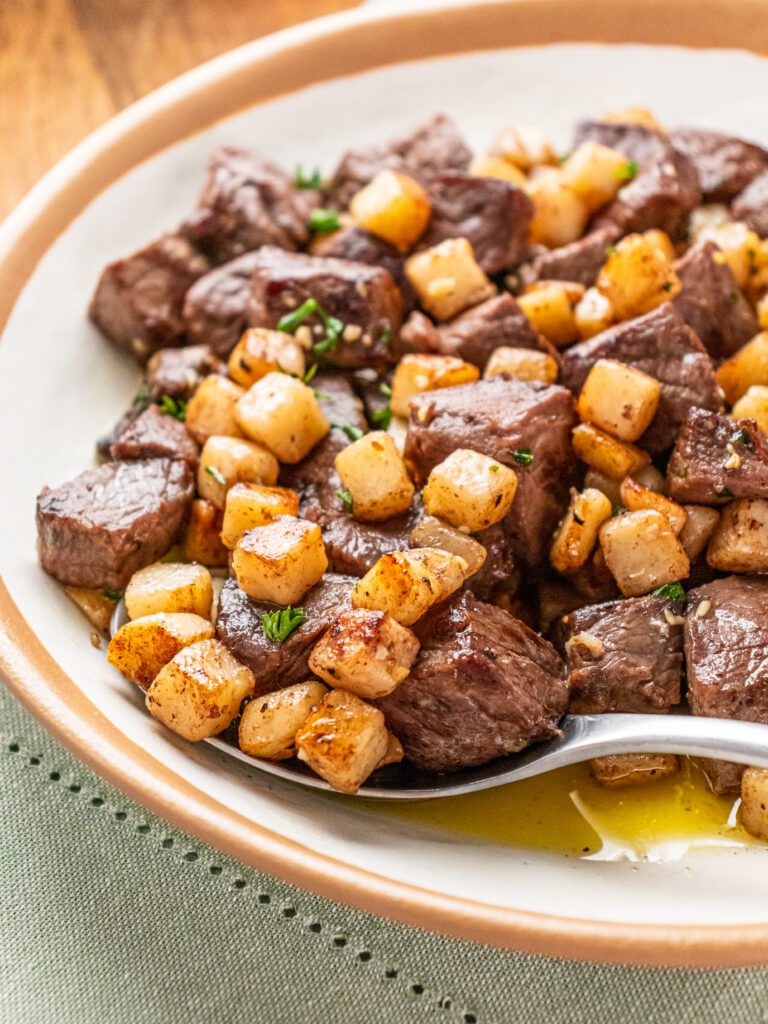 Air Fried Garlic Butter Steak and Potatoes